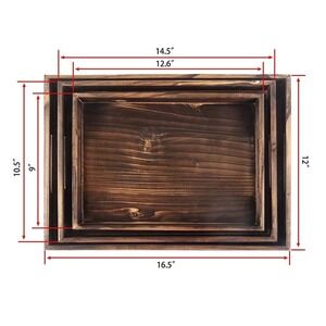 Set of 3 Rustic Wooden Serving Trays Distressed Farmhouse Kitchen Decor